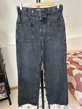 Free People Palmer Cuffed Wide Leg Jeans Black 25